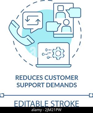 Reduces customer support demand turquoise concept icon Stock Vector