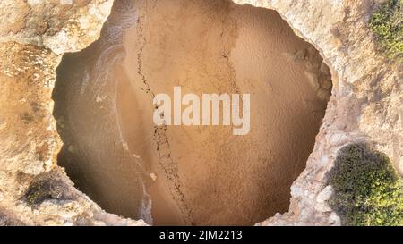 Drone view of Praia de Benagil. Bengali cave. Stock Photo