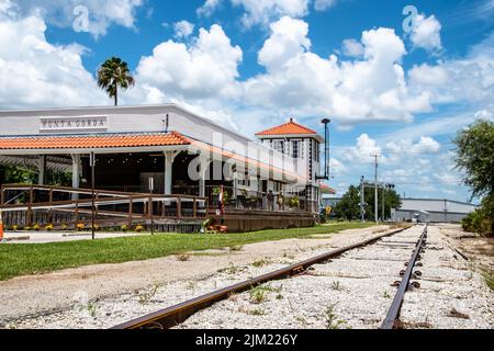 Punta Gorda, Florida: Historic Railroad Train Station, Important Black History Building with Museum segregation history and Jim Crow in the South Stock Photo