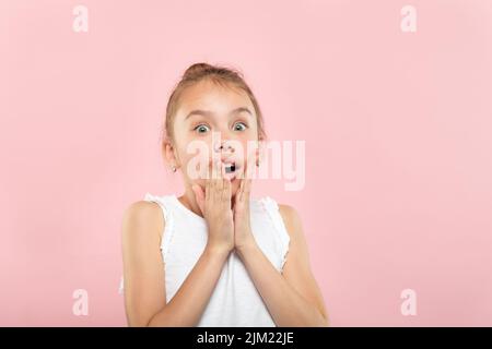 speechless dumbstruck shocked gasping girl emotion Stock Photo