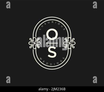 OS Initials letter Wedding monogram logos template, hand drawn modern minimalistic and floral templates for Invitation cards, Save the Date, elegant Stock Vector