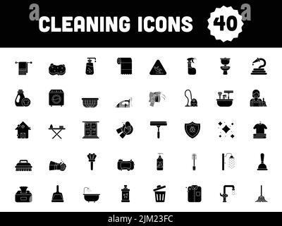 Glyph Cleaning Icon Or Symbol In Flat Style. Stock Vector