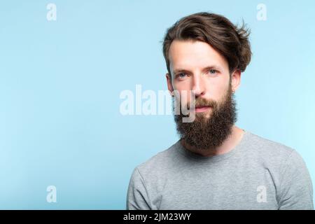 serious bearded man casual hipster it programmer Stock Photo