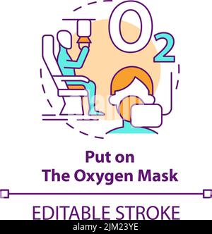 Put on oxygen mask concept icon Stock Vector