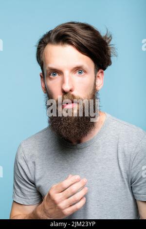 omg shocked speechless dumbstruck man emotion Stock Photo