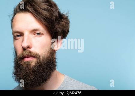 serious bearded man casual hipster it programmer Stock Photo