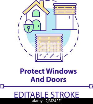 Protect windows and doors concept icon Stock Vector