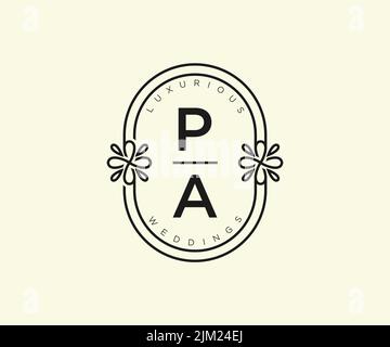 PA Initials letter Wedding monogram logos template, hand drawn modern minimalistic and floral templates for Invitation cards, Save the Date, elegant Stock Vector