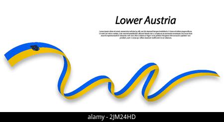 Waving ribbon or stripe with flag of Lower Austria is a state of Austria Stock Vector