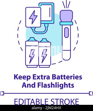 Keep extra batteries and flashlights concept icon Stock Vector