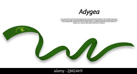Waving ribbon or stripe with flag of Adygea is a region of  Russia Stock Vector