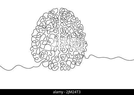 Brain Hand drawn icon continuous line drawing. Human organs Creative abstract art background Trendy concept One single line design. Outline simple Stock Vector