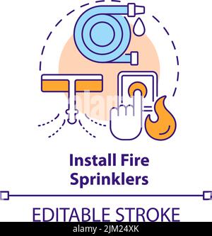 Install fire sprinklers concept icon Stock Vector