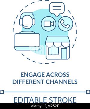 Engage across different channels turquoise concept icon Stock Vector