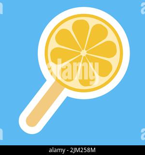 Citrus fruit ice lemon lime orange on a stick ice cream, flat design sticker vector illustration Stock Vector