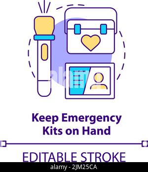 Keep emergency kits on hand concept icon Stock Vector