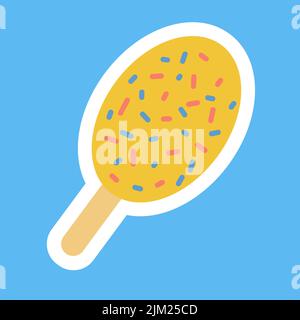 Ice cream on a stick in sweet glaze icon sticker, flat design vector illustration Stock Vector