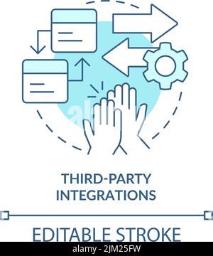 Third party integrations turquoise concept icon Stock Vector