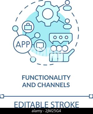 Functionality and channels turquoise concept icon Stock Vector