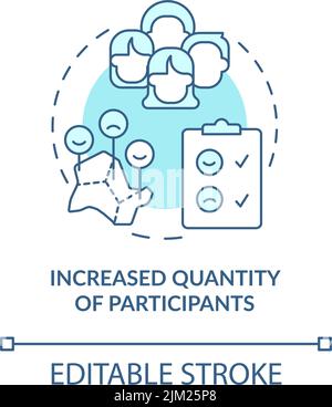 Increased quantity of participants turquoise concept icon Stock Vector