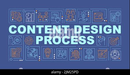 Content design process word concepts dark blue banner Stock Vector