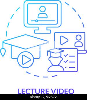 Lecture video blue gradient concept icon Stock Vector
