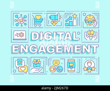 Digital engagement word concepts turquoise banner Stock Vector