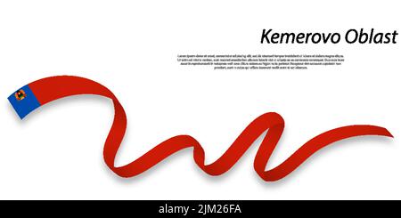 Waving ribbon or stripe with flag of Kemerovo Oblast is a region of Russia Stock Vector