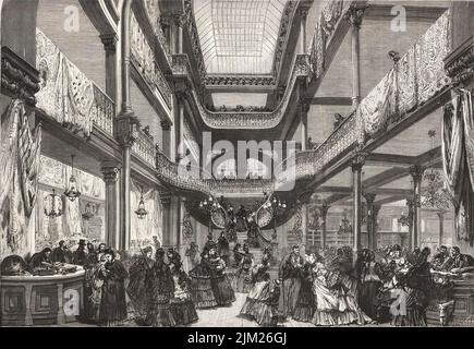 Interior of the Au Bon Marche department store, Paris, France, illustration  from L'Illustration, Journal Universel, No 1518, Volume LIX, March 30,  1872. - SuperStock