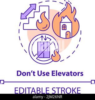 Dont use elevators concept icon Stock Vector