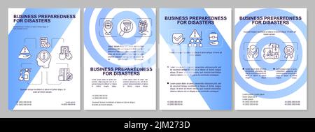 Business preparedness for emergency blue gradient brochure template Stock Vector