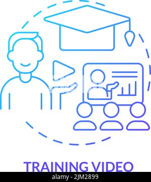Training video blue gradient concept icon Stock Vector