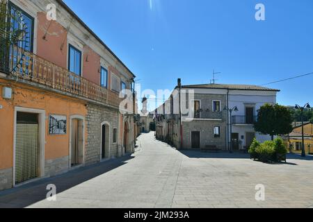 The town square of Savignano Irpino, one of the most beautiful villages in Italy. Stock Photo