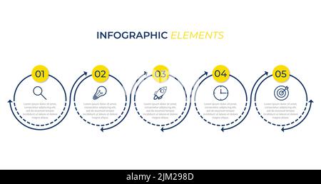a sample of five options infographic elements with editable text - great for presentations Stock Vector