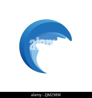 Ocean Wave Logo Design. Vector Template Water Symbol. Sea wave logo. Ocean storm tide waves wavy river blue water Stock Vector