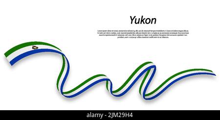 Waving ribbon or stripe with flag of Yukon is a province of Canada Stock Vector