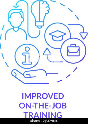 Improved on-the-job training blue gradient concept icon Stock Vector