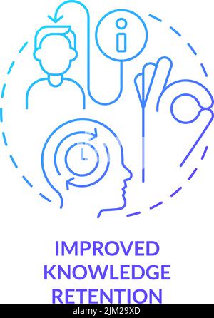 Improved knowledge retention blue gradient concept icon Stock Vector