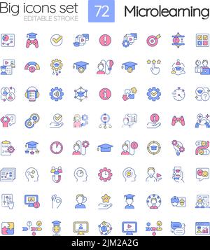 Microlearning approach RGB color icons set Stock Vector
