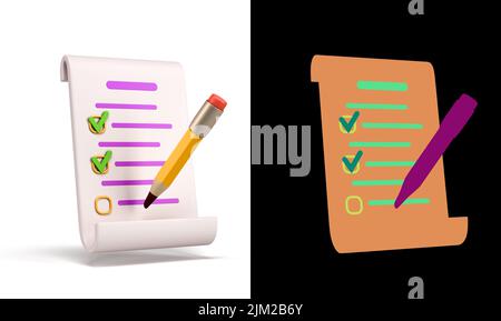 clipboard and pencil planing concept 3d render on blue gradient Stock ...