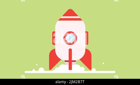 Space rocket launch from ground. Rocket take off concept. Flat design vector illustration Stock Vector
