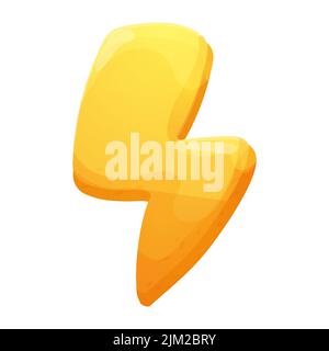 Game Lighting bolt casual asset, symbol in cartoon style power simple abstract sign isolated on white background. Web, hipster. Vector illustration Stock Vector
