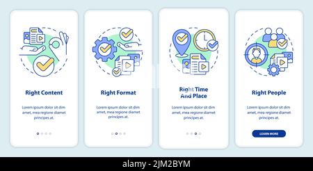 Content principles onboarding mobile app screen Stock Vector