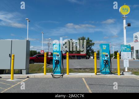new liskeard, ontario  canada - august 2 2022: ivy electric car charger at holiday inn and express motel Stock Photo