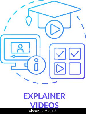 Explainer videos blue gradient concept icon Stock Vector
