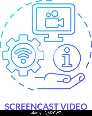 Screencast video blue gradient concept icon Stock Vector