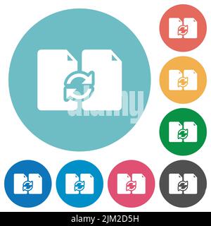 Swap documents solid flat white icons on round color backgrounds Stock Vector