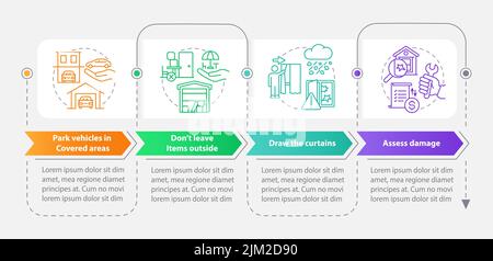Staying safe during hail rectangle infographic template Stock Vector
