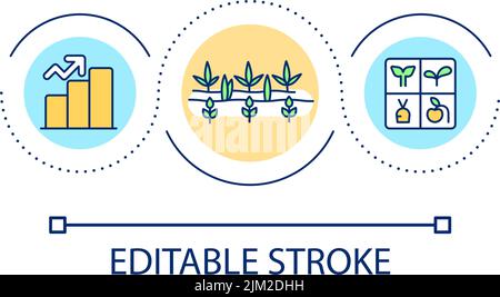 Increase amount of various plants loop concept icon Stock Vector