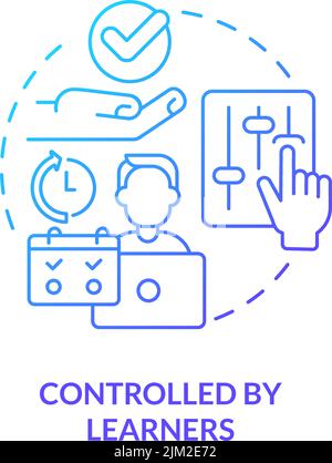 Controlled by learners blue gradient concept icon Stock Vector